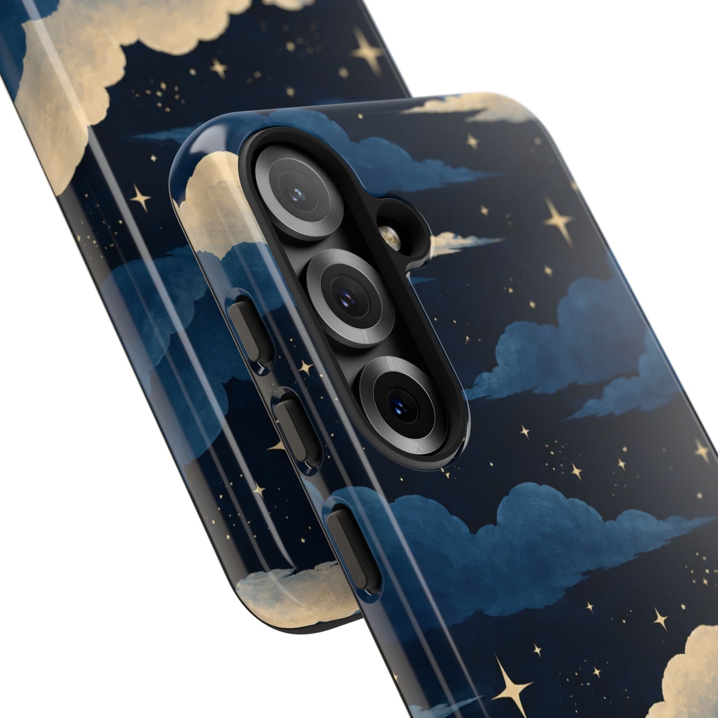 Illustrated Navy Blue Clouds & Stars Phone Case