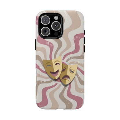 Comedy & Tragedy Masks – Pink Minimal Retro Wave Phone Case - Pink Phone Case - iPhone 16 Pro Max / Glossy