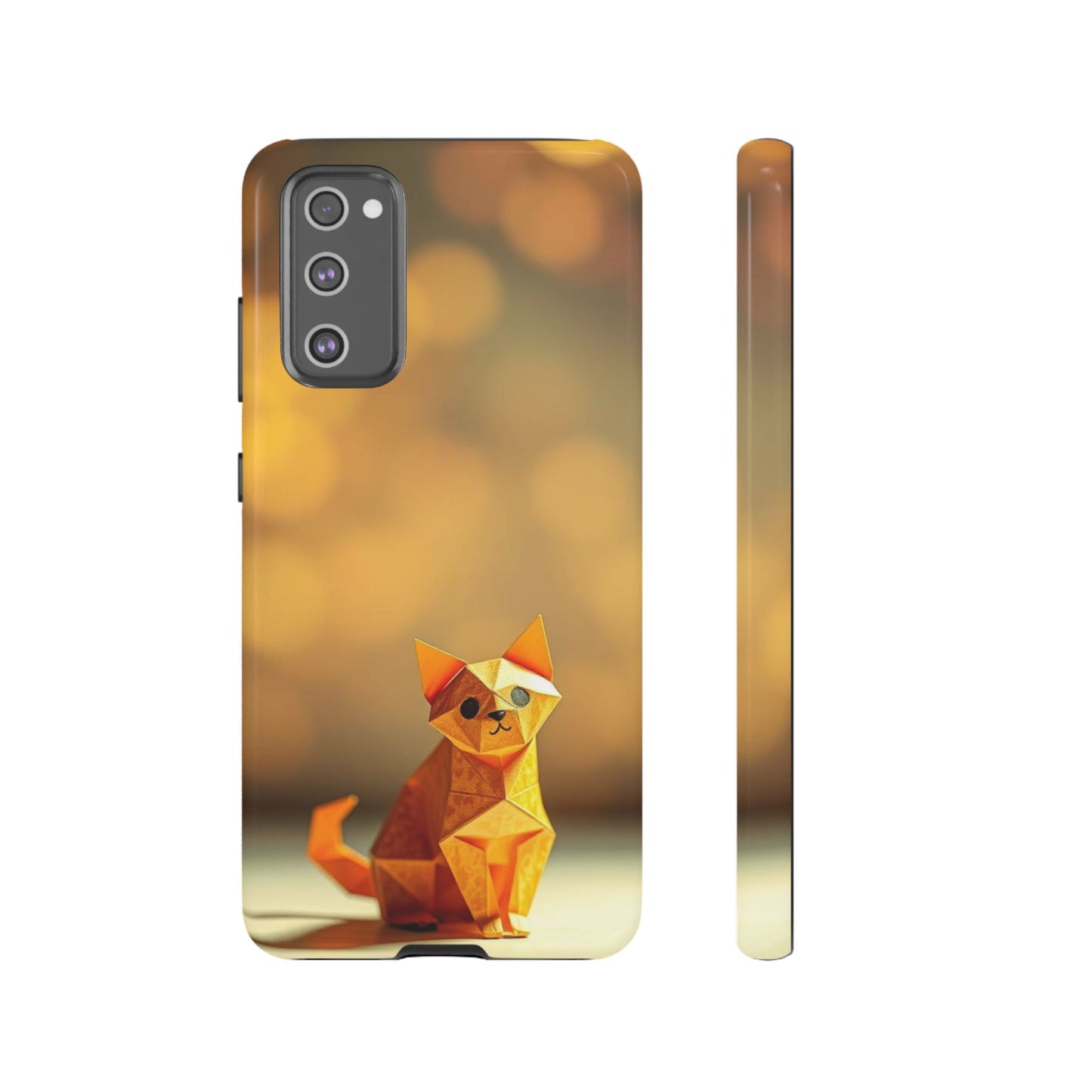 Samsung Galaxy S20 FE / Glossy Phone Case - Origami Cat Design Phone Case