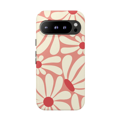 Google Pixel 9 Pro / Glossy Phone Case - ’Retro Pink Daisy Pattern’ Phone Case