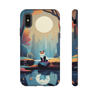 iPhone XS / Glossy Phone Case - Stylised Panda Design Phone Case
