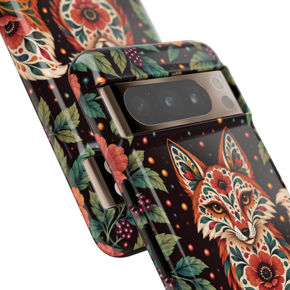Vibrant Terracotta and Teal Calavera Fox Phone Case - Multicolor Phone Case