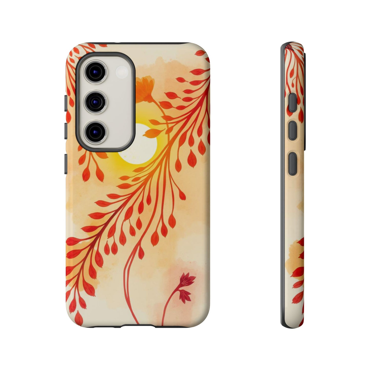 Samsung Galaxy S23 / Glossy Phone Case - Boho Chic Watercolour Sunset Design Phone Case