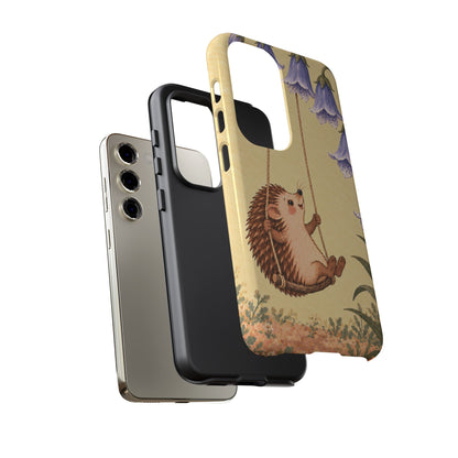 Whimsical Buttercream Hedgehog and Bluebell Phone Case - Yellow Phone Case