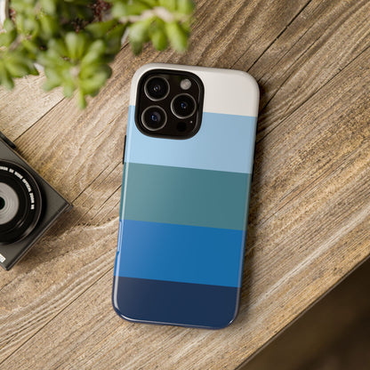 Blue and White Stripe Pattern Phone Case - Blue Phone Case
