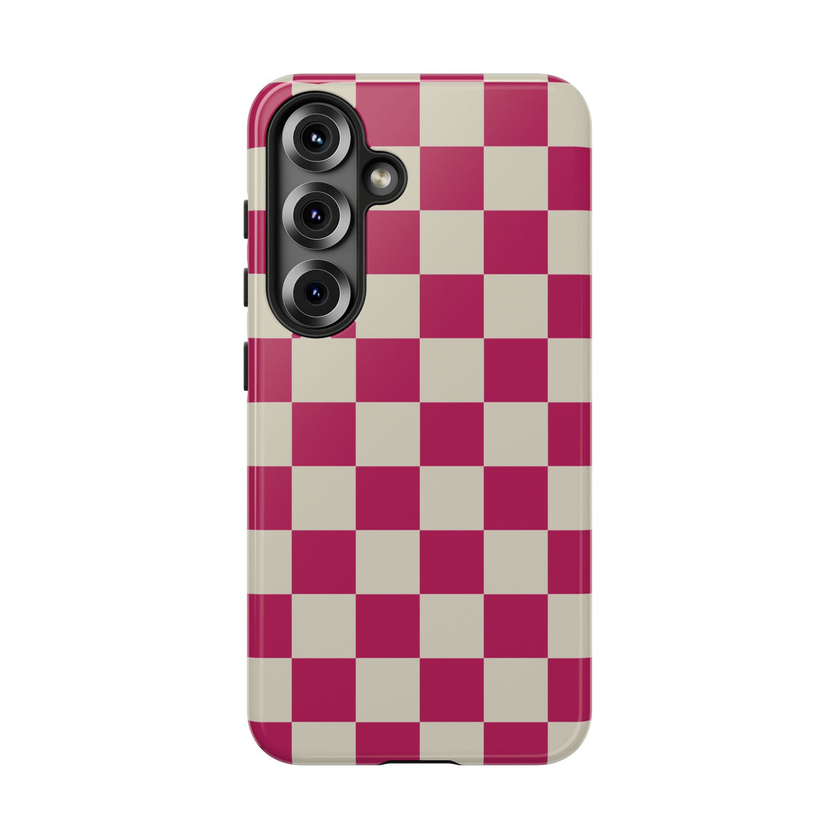 Pink & White Checked Pattern Phone Case - Pink Phone Case - Samsung Galaxy S25 / Glossy