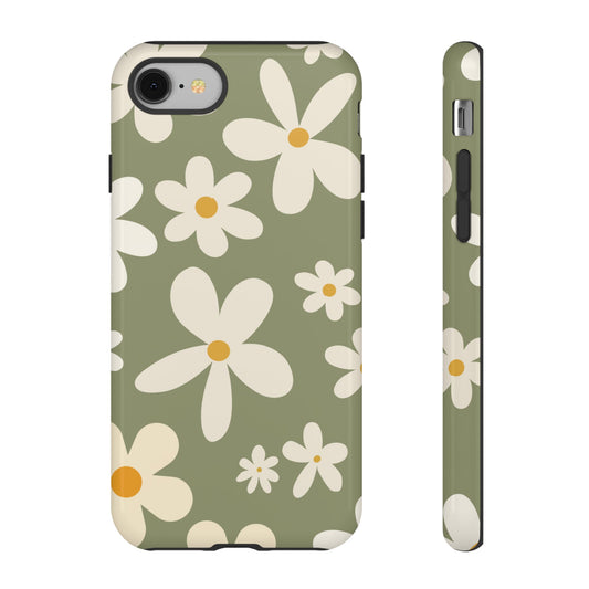 Chic Green Daisy Pattern Phone Case - Green Phone Case - iPhone 8 / Glossy