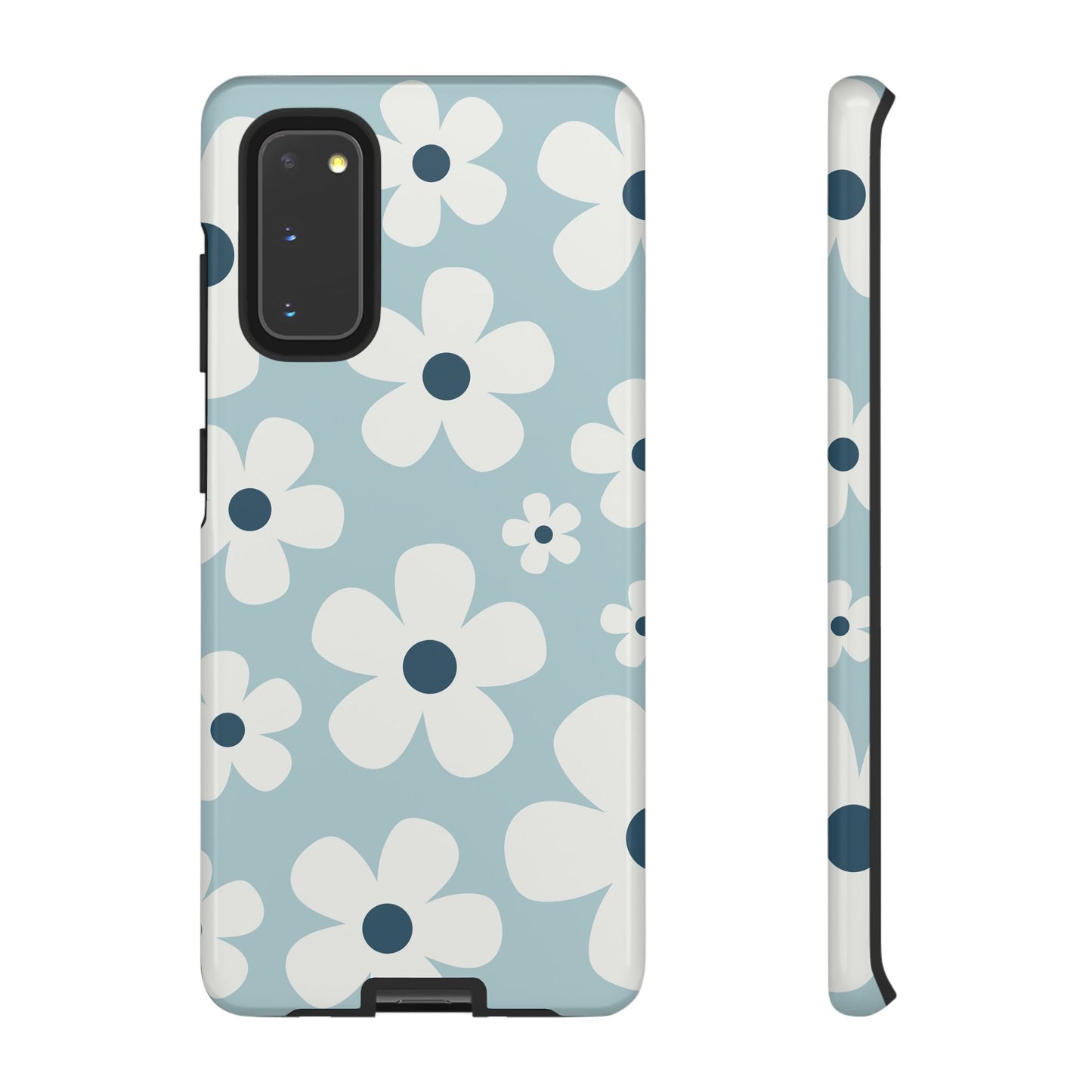 Samsung Galaxy S20 / Glossy Phone Case - Cute Light Blue Daisy Pattern Phone Case