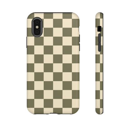 Green Checked Pattern Phone Case - Green Phone Case - iPhone X / Glossy