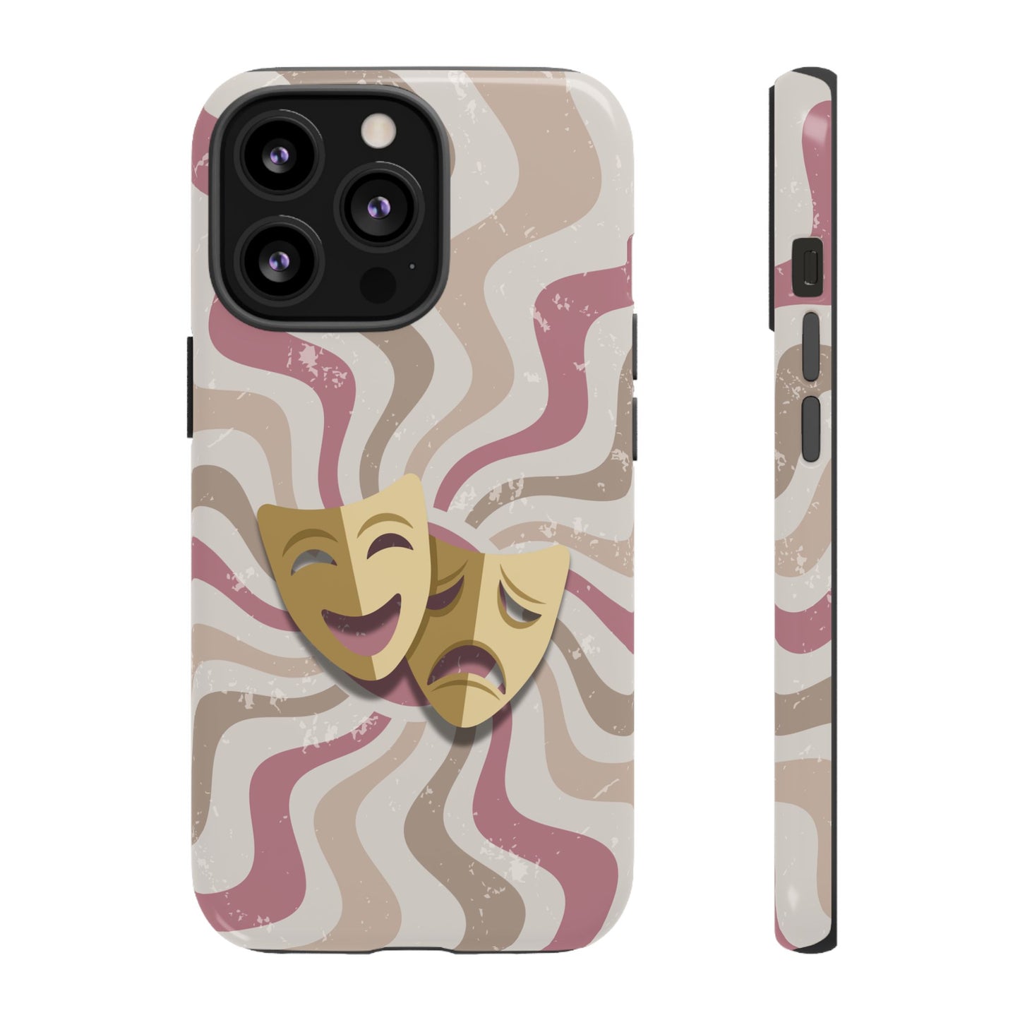 Comedy & Tragedy Masks – Pink Minimal Retro Wave Phone Case - Pink Phone Case - iPhone 13 Pro / Glossy