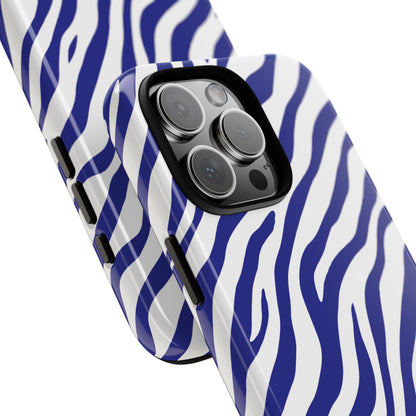 Stylish Electric Blue Zebra Print Phone Case