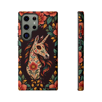Elegant Terracotta and Teal Calavera Unicorn Phone Case - Phone Case - Samsung Galaxy S23 Ultra / Glossy