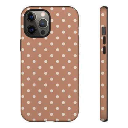 iPhone 12 Pro Max / Glossy Phone Case - Brown with White Dot Pattern Phone Case