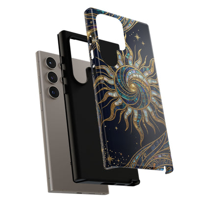 Elegant Navy & Gold Solar Spiral Phone Case
