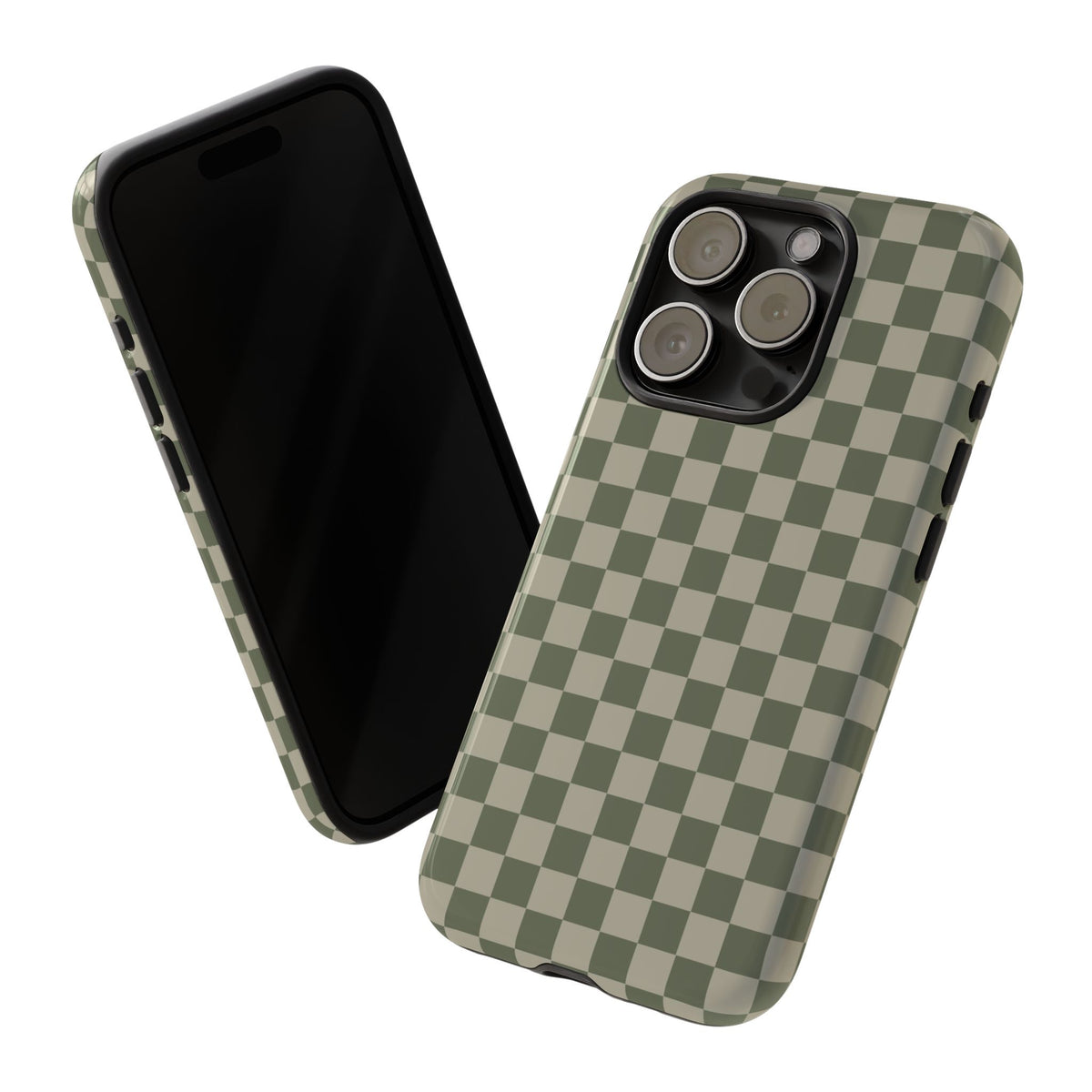 Bold Olive Green Checked Pattern Phone Case - Green Phone Case