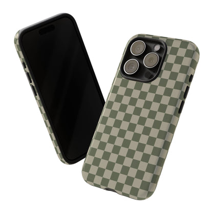Bold Olive Green Checked Pattern Phone Case - Green Phone Case