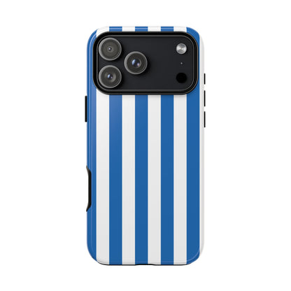 iPhone 17 Pro Max / Glossy Phone Case - Simple Light Blue & White Stripe Pattern Phone Case