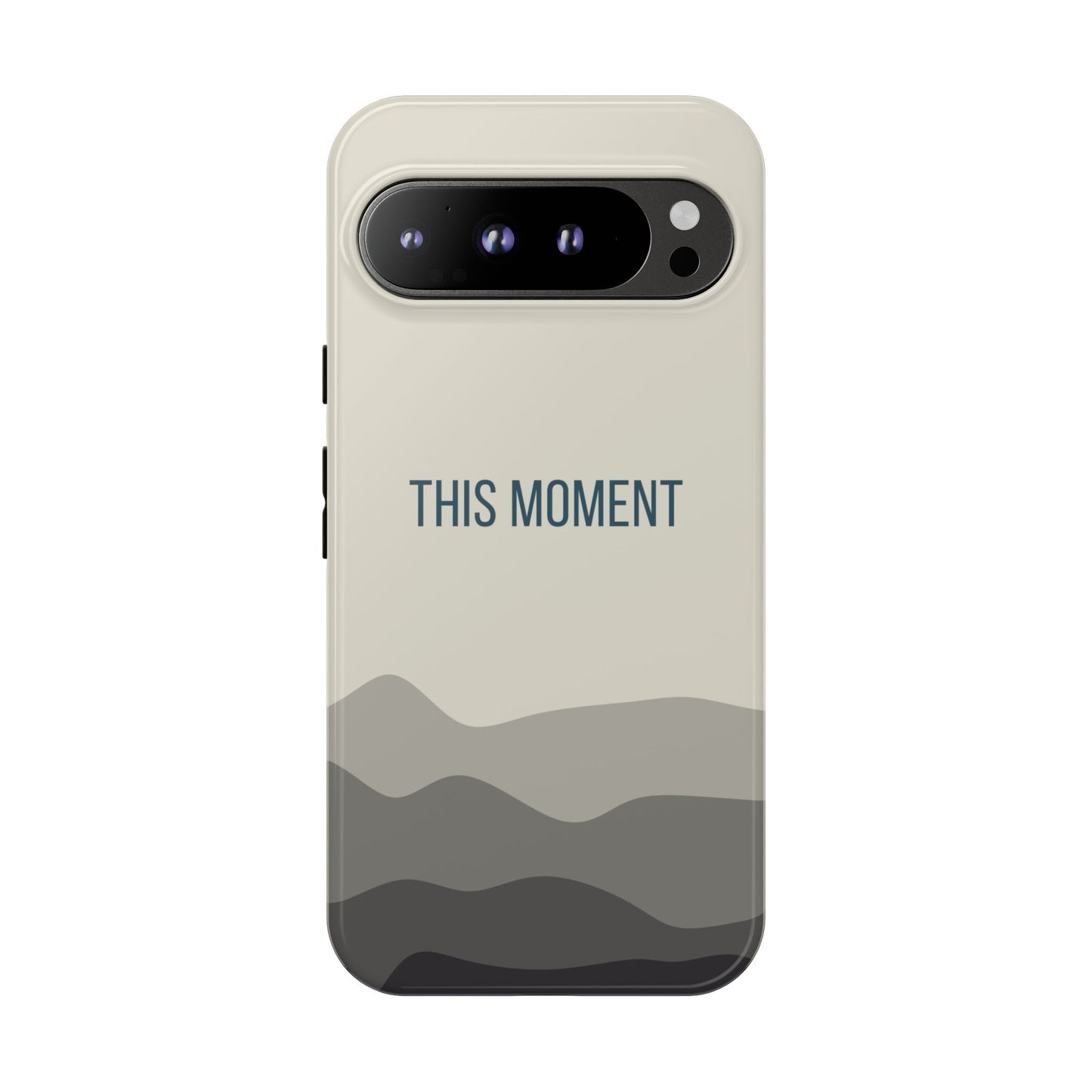 Google Pixel 9 Pro XL / Glossy Phone Case - Minimalist Cream Waves ’This Moment’ Statement Phone Case