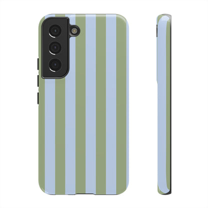 Trendy Ice Blue & Green Stripe Pattern Phone Case - Blue Phone Case - Samsung Galaxy S22 / Glossy