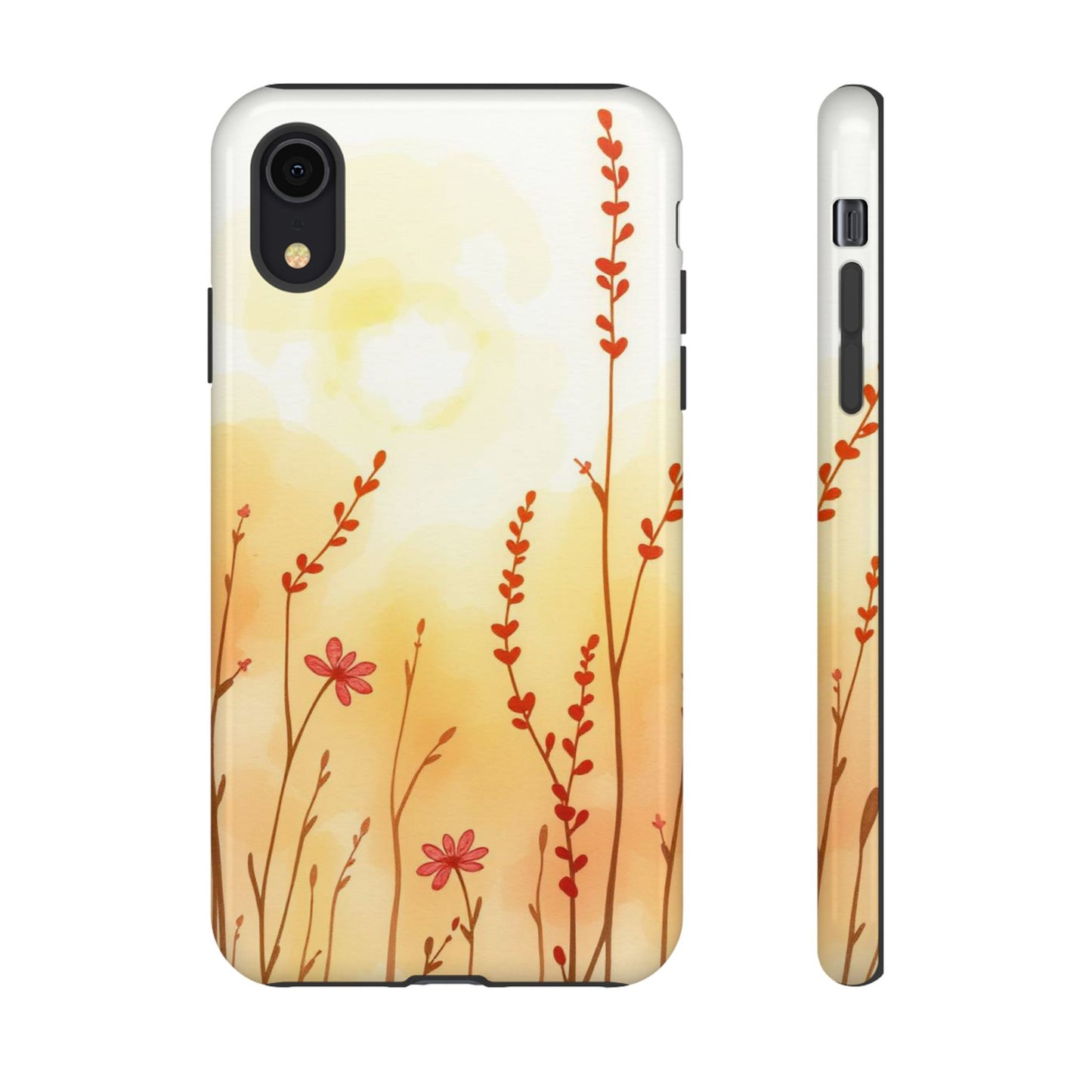 iPhone XR / Glossy Phone Case - Boho Chic Watercolour Wildflower Dusk Pattern Phone Case