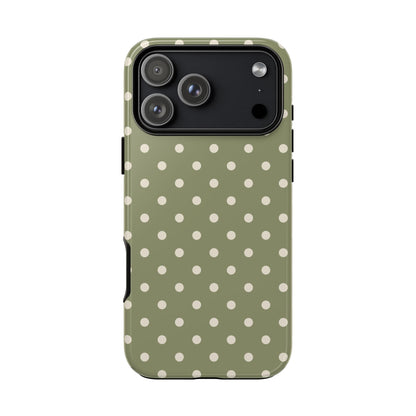 iPhone 17 Pro Max / Glossy Phone Case - ’Green & White Dot Pattern’ Phone Case