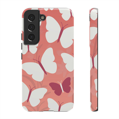 Samsung Galaxy S22 / Glossy Phone Case - Minimalist Pink Butterfly Pattern Phone Case