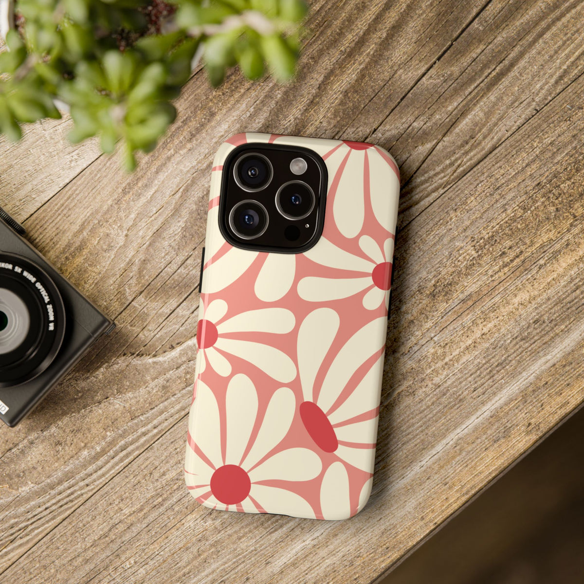 Cute Retro Pink Daisy Pattern Phone Case - Pink Phone Case