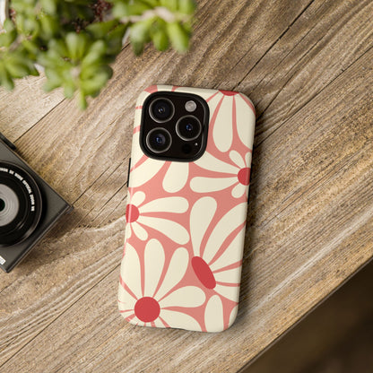 Cute Retro Pink Daisy Pattern Phone Case - Pink Phone Case