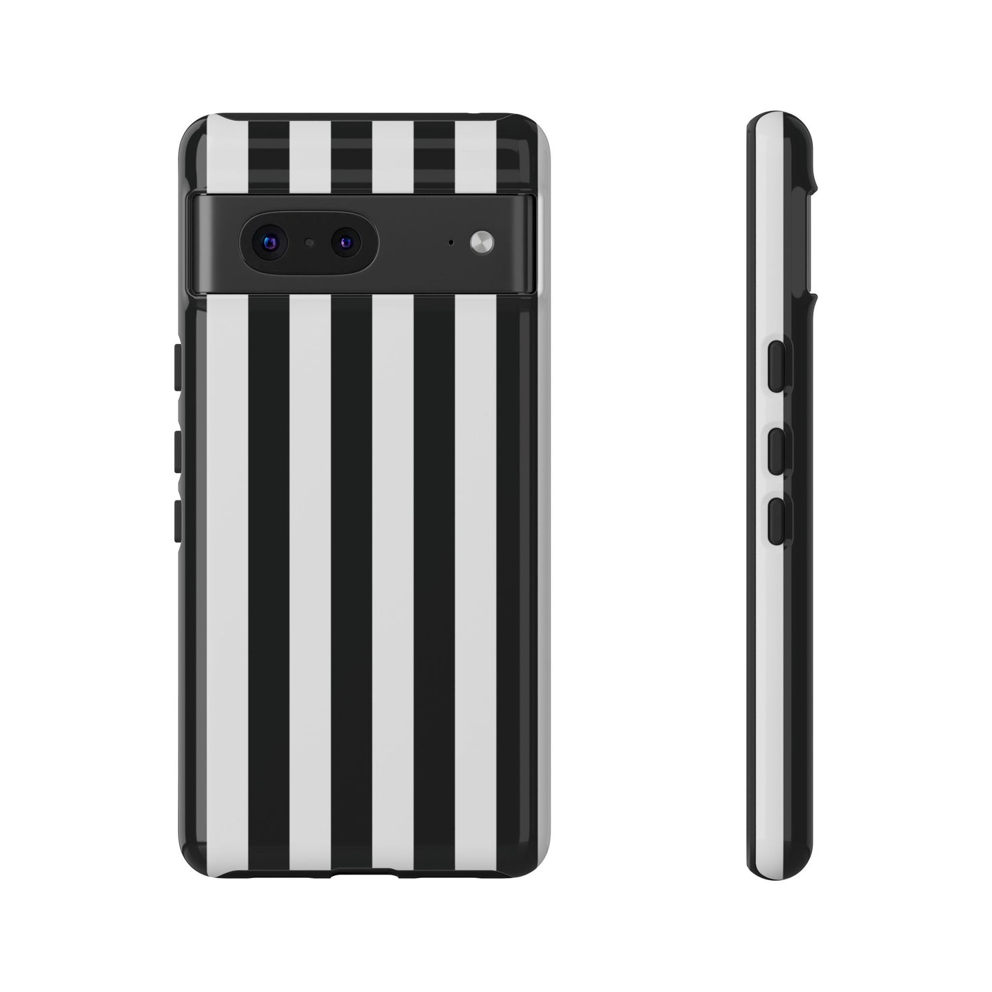 Google Pixel 7 / Glossy Phone Case - Simple Black & White Stripe Pattern Phone Case