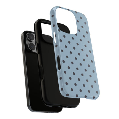 Light Blue with Dark Blue Dot Pattern Phone Case