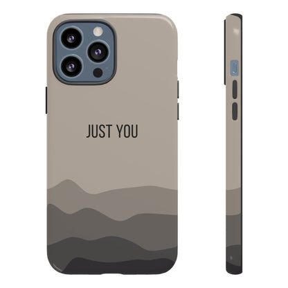 iPhone 13 Pro Max / Glossy Phone Case - Minimalist Beige Waves ’Just You’ Statement Phone Case