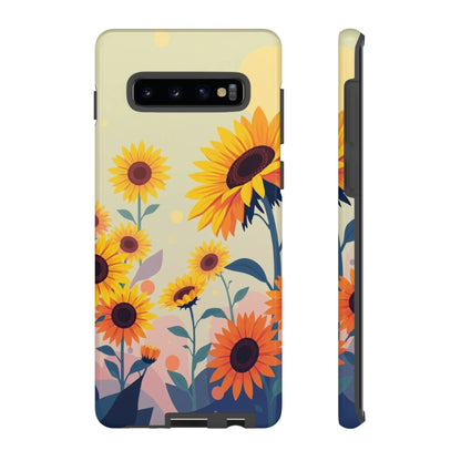 Samsung Galaxy S10 Plus / Glossy Phone Case - Modern Flat Sunflower Design Phone Case