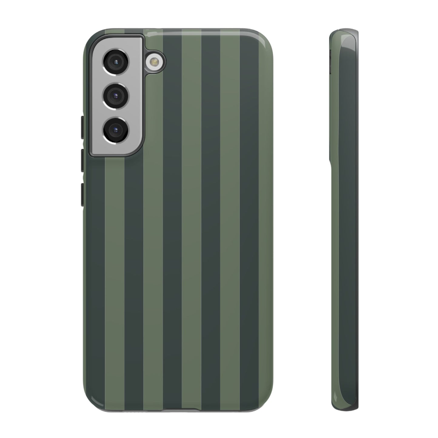Samsung Galaxy S22 Plus / Glossy Phone Case - ’Dark Green Stripe Pattern’ Phone Case