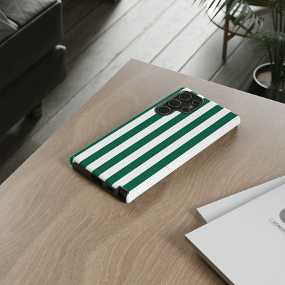 Simple Green & White Stripe Pattern Phone Case - Green Phone Case