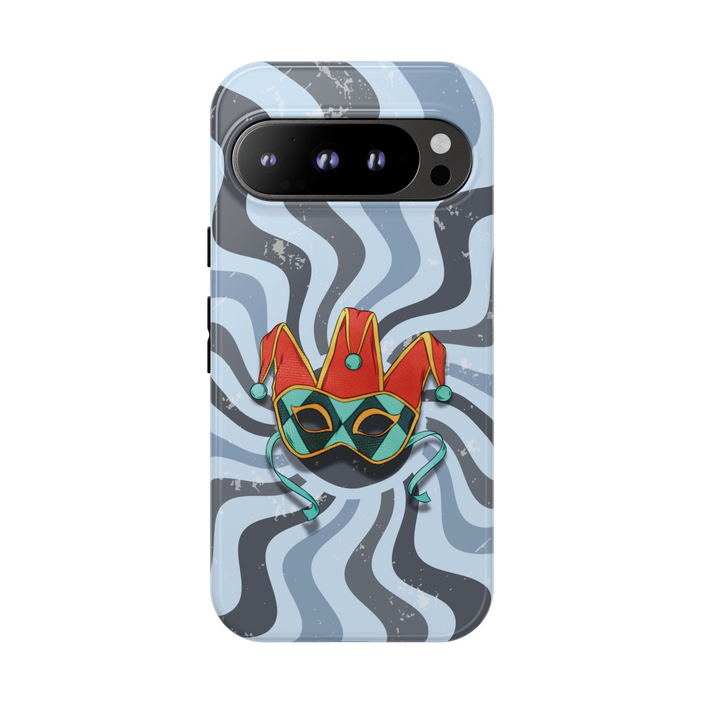 Google Pixel 9 Pro / Glossy Phone Case - Venetian Jester Mask – Blue Retro Soft Revival Phone Case