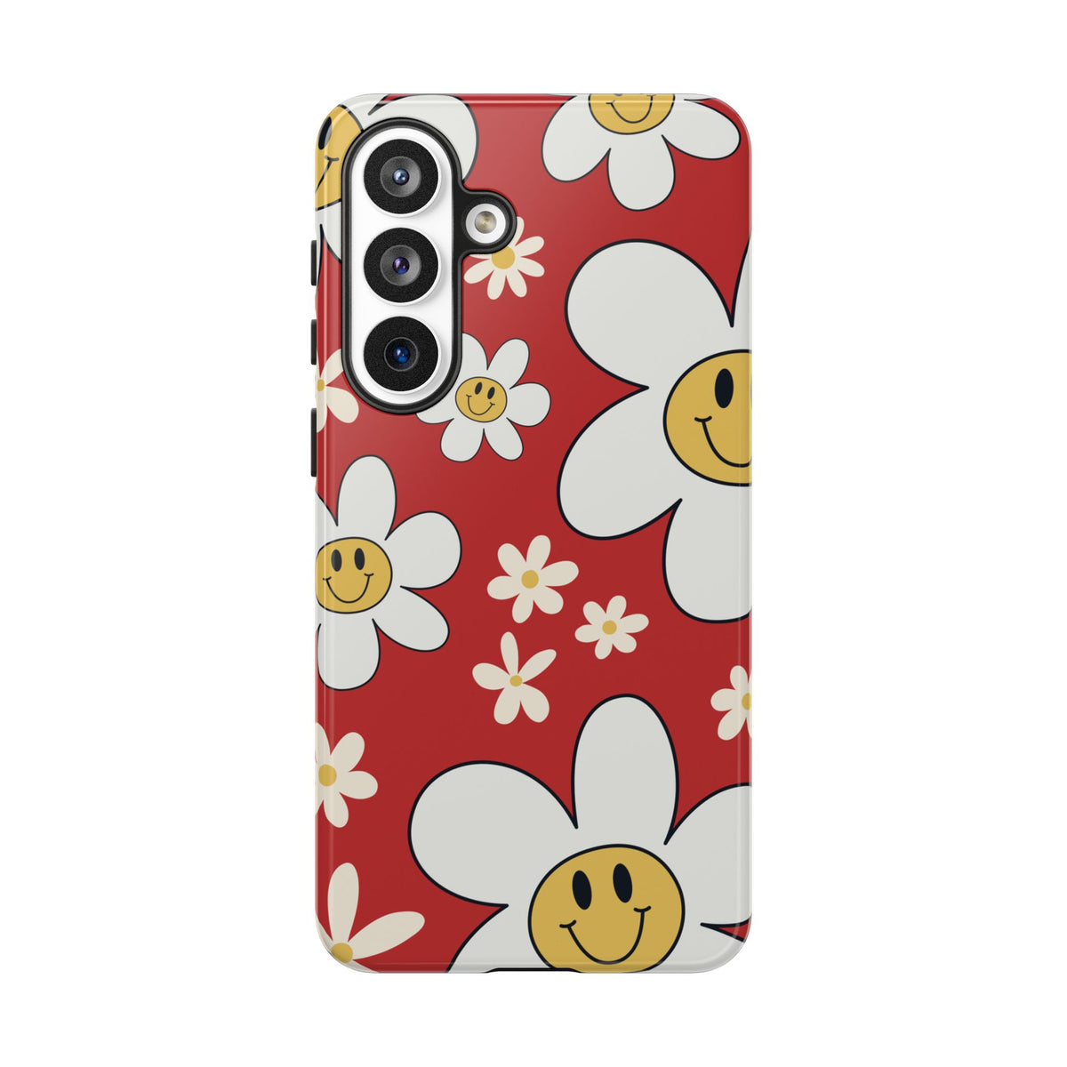 Fun Retro Daisy Pattern with Red Background Phone Case - Red Phone Case - Samsung Galaxy S26 Plus / Glossy