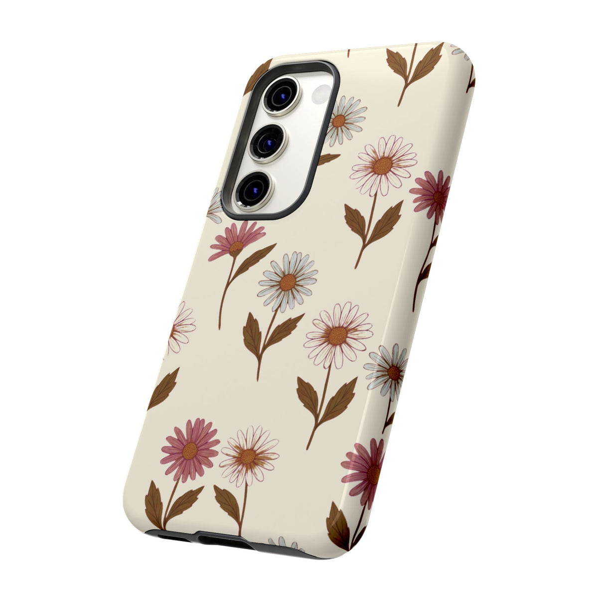 Pretty Cream & Rose Daisy Pattern Phone Case