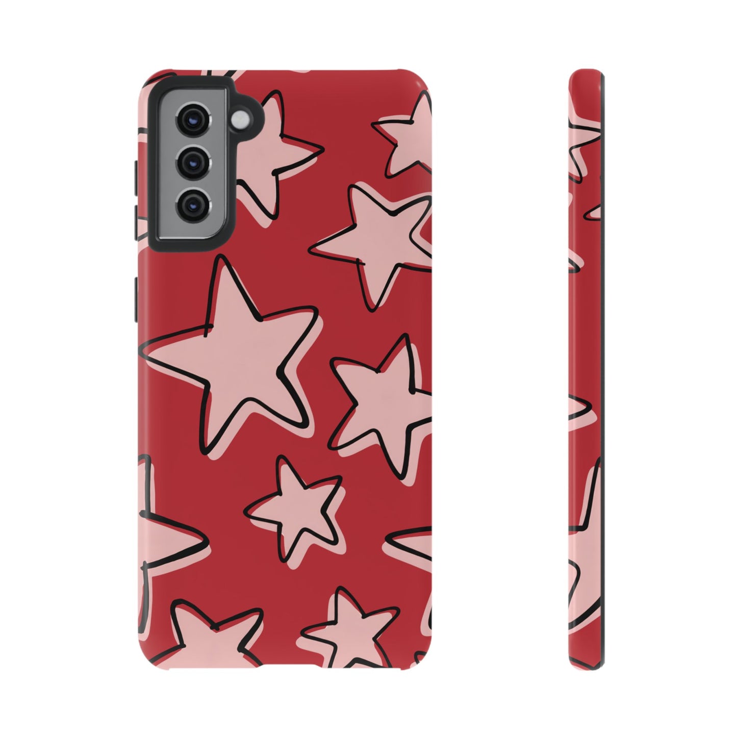 Cherry Red Doodle Star Phone Case