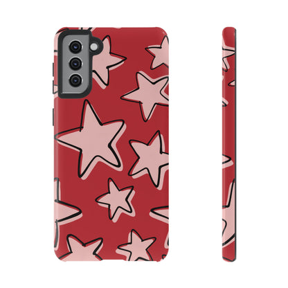 Cherry Red Doodle Star Phone Case