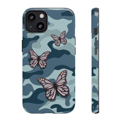 Dark Blue Butterfly Camo Phone Case - Blue Phone Case - iPhone 13 / Glossy