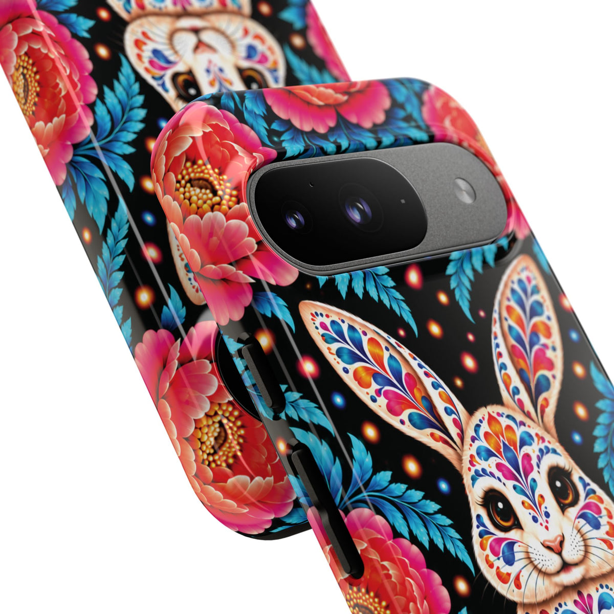 Cute Pink and Turquoise Calavera Bunny Phone Case - Multicolor Phone Case