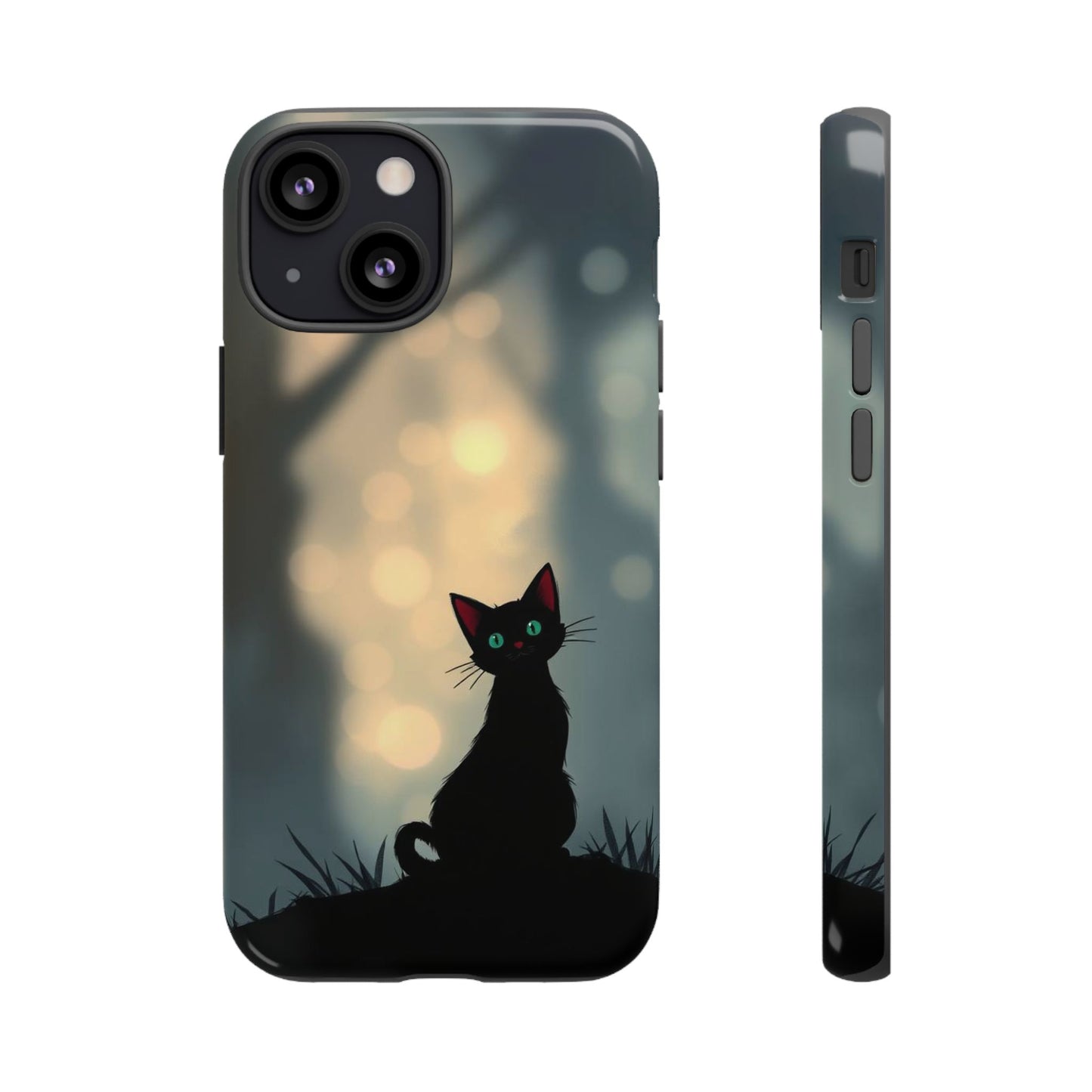 iPhone 13 Mini / Glossy Phone Case - Gothic Cat Design Phone Case