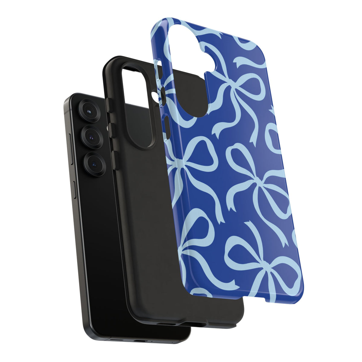 Bold Cobalt Blue and Powder Blue Bow Pattern Phone Case