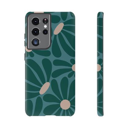 Retro Turquoise Daisy Pattern Phone Case - Green Phone Case - Samsung Galaxy S21 Ultra / Glossy
