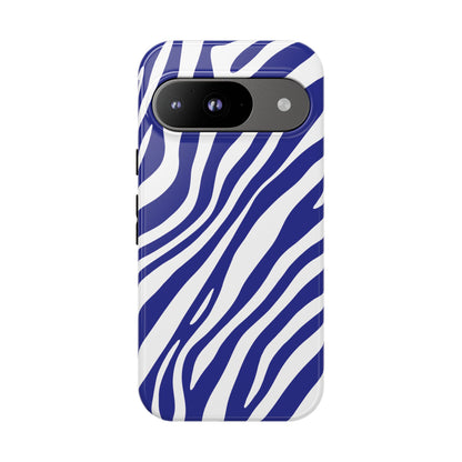 Modern Electric Blue Zebra Print Phone Case