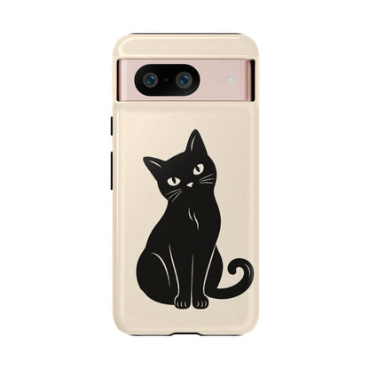 Minimalist Cream & Black Cat Phone Case
