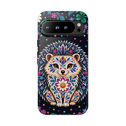 Vibrant Purple and Teal Calavera Hedgehog Phone Case - Multicolor Phone Case - Google Pixel 9 Pro XL / Glossy