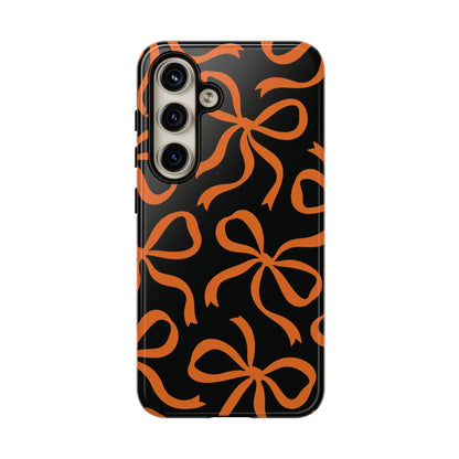 Bold Black and Burnt Orange Bow Pattern Phone Case
