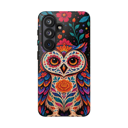 Vibrant Orange and Turquoise Calavera Owl Phone Case - Multicolor Phone Case - Samsung Galaxy S26 / Glossy