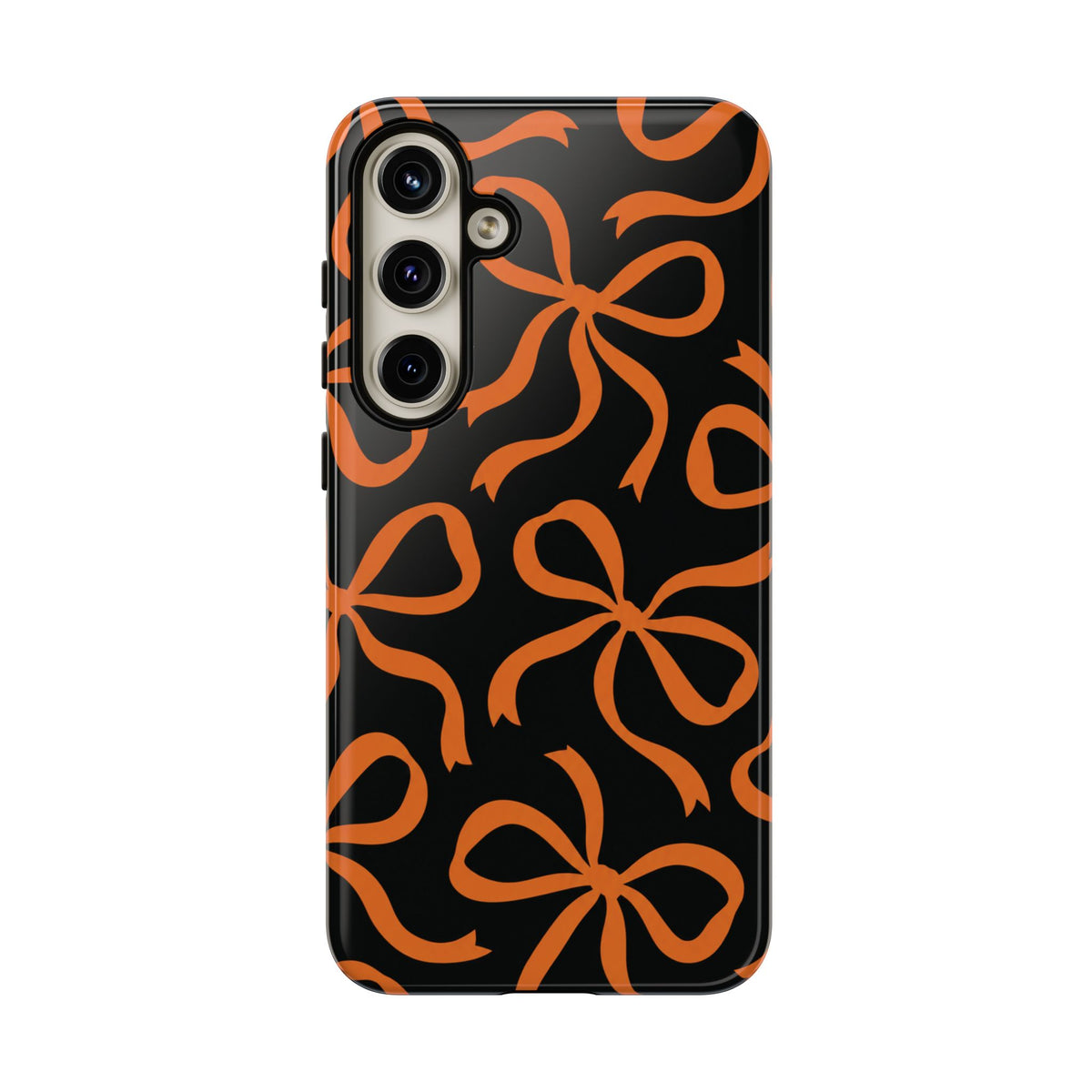 Bold Black and Burnt Orange Bow Pattern Phone Case